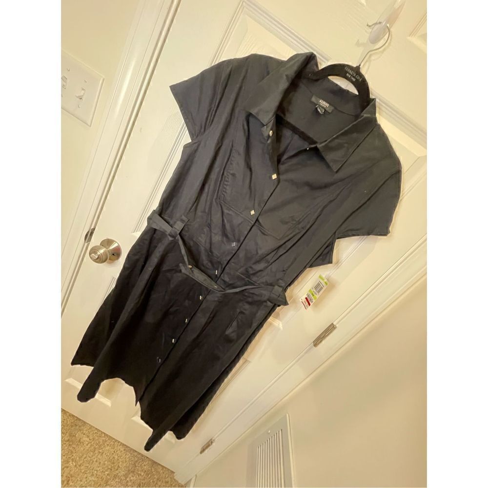 Alfani women’s black button down long dress with belt NWT 18W